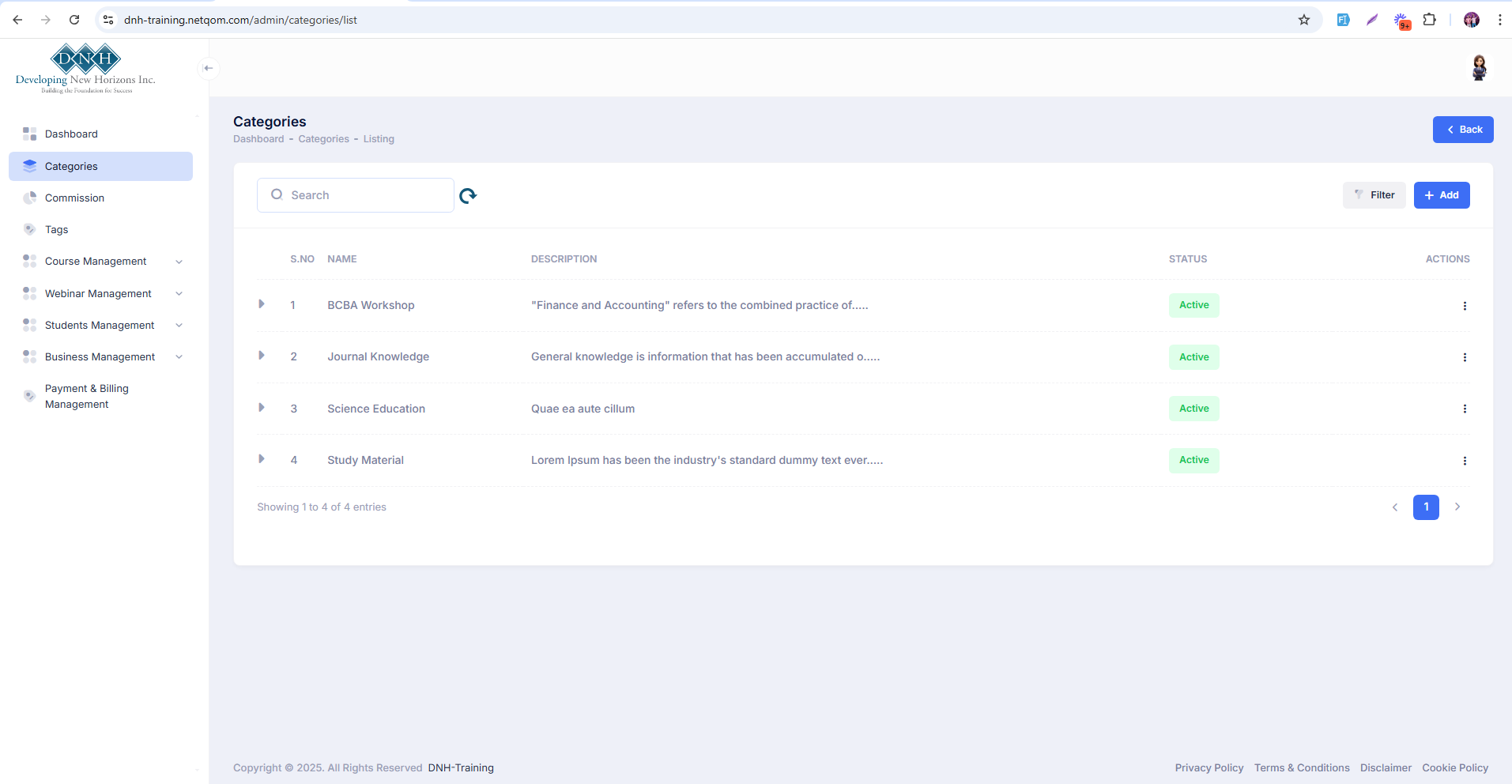 DNH Training — Learning Platform screen 3