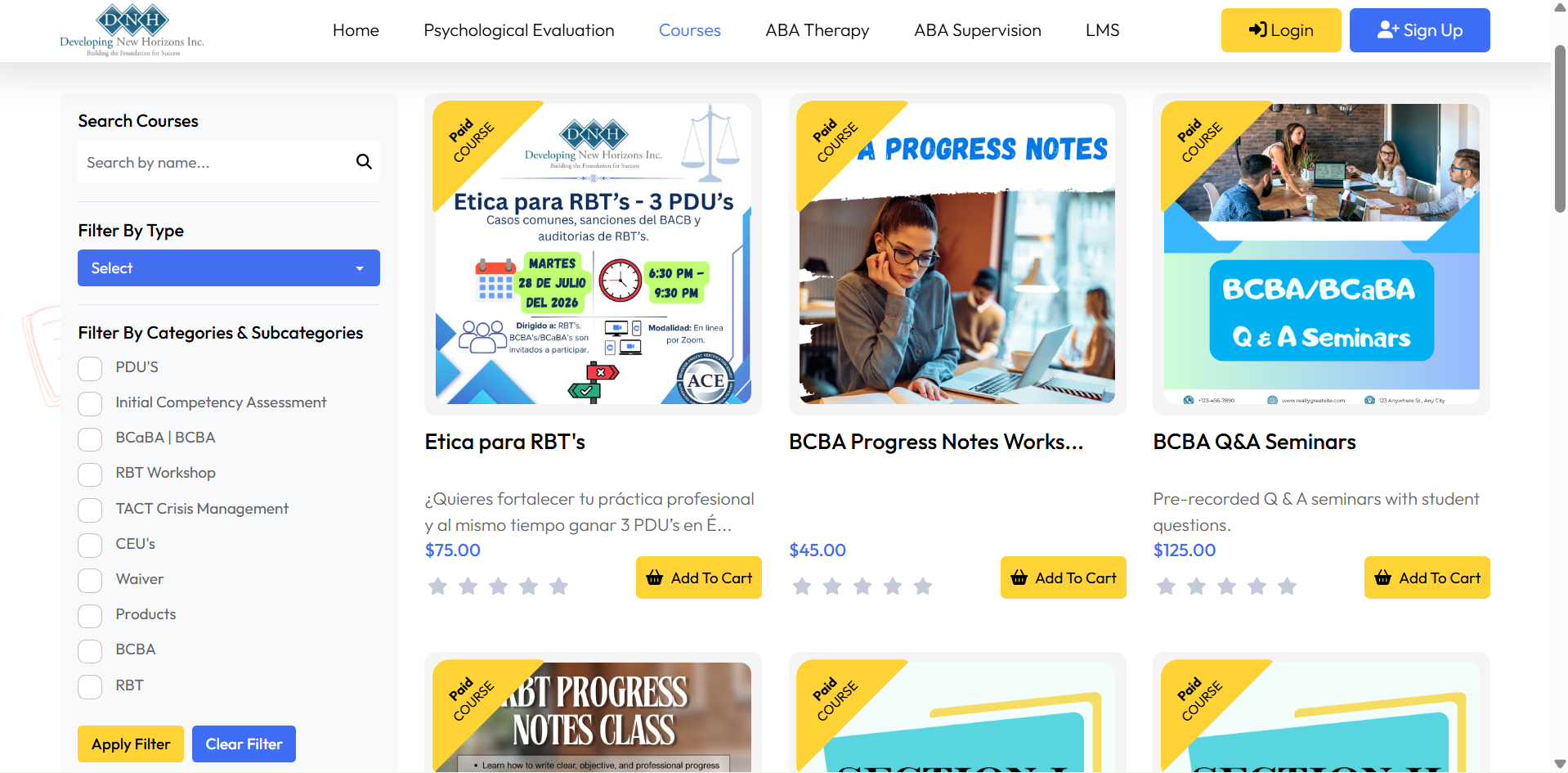 DNH Training — Learning Platform screen 4