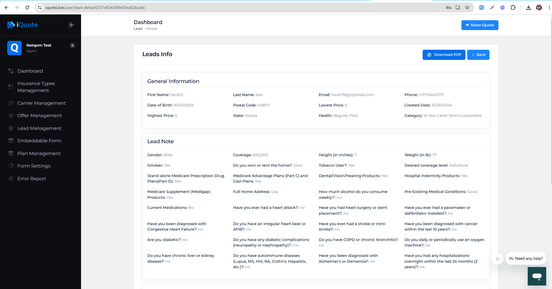 iQuote.live — Quote & Scheduling Platform screen 6